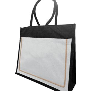 Jute Bag with Canvas Compartment & Zipper