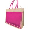 Jute Bag with Canvas Compartment & Zipper