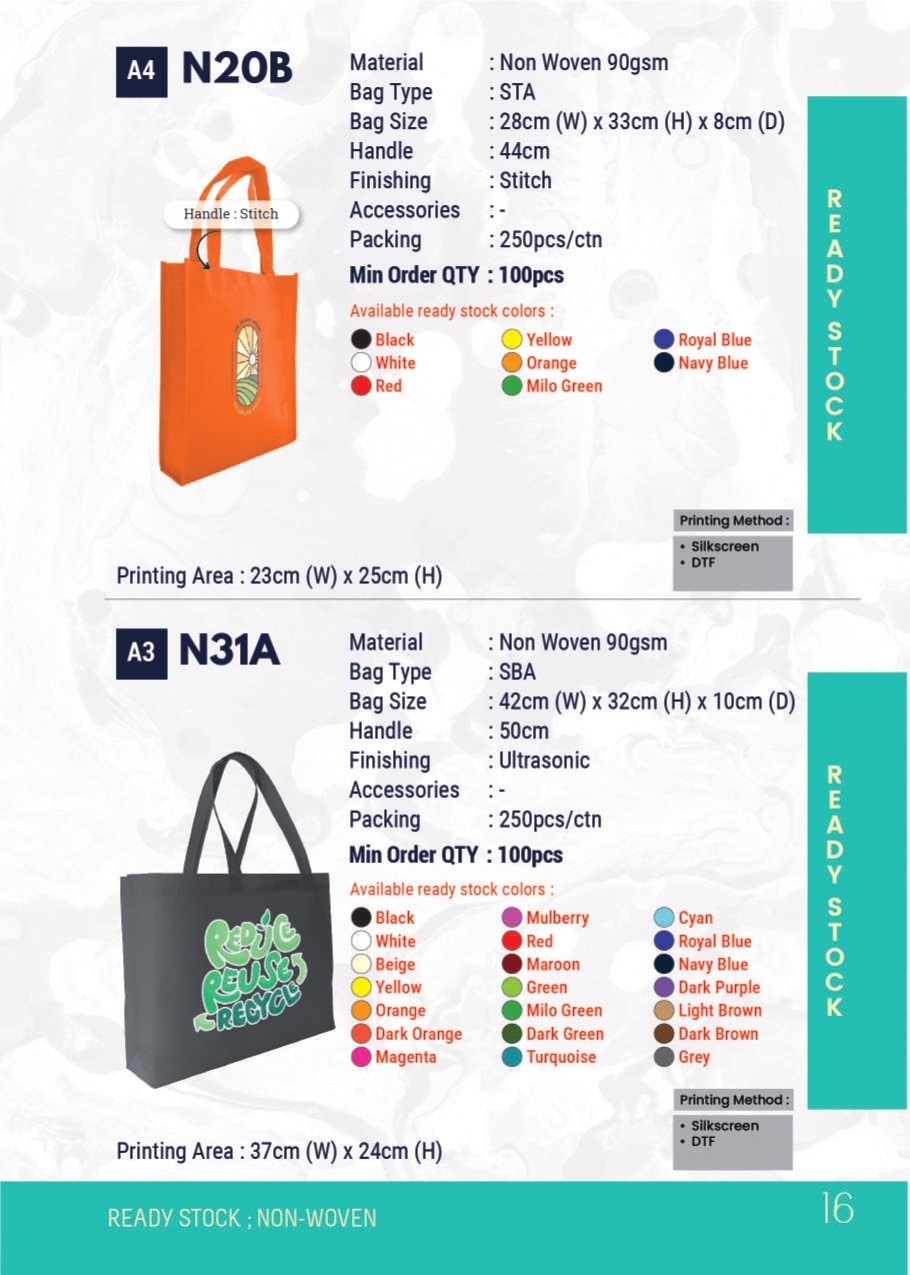 N20B woven Bag Stiching A4 Size