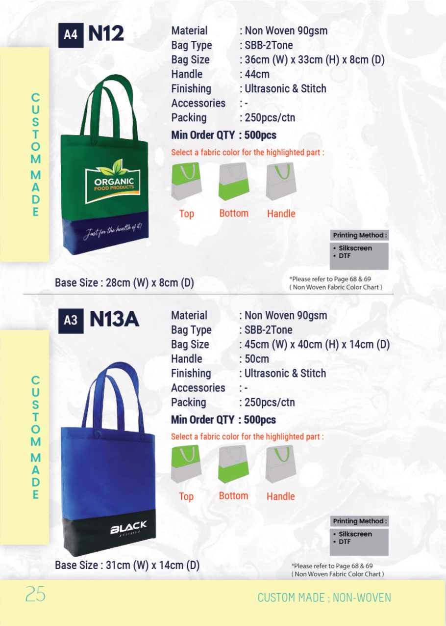 N12 Non Woven Bag A4 Size N13A