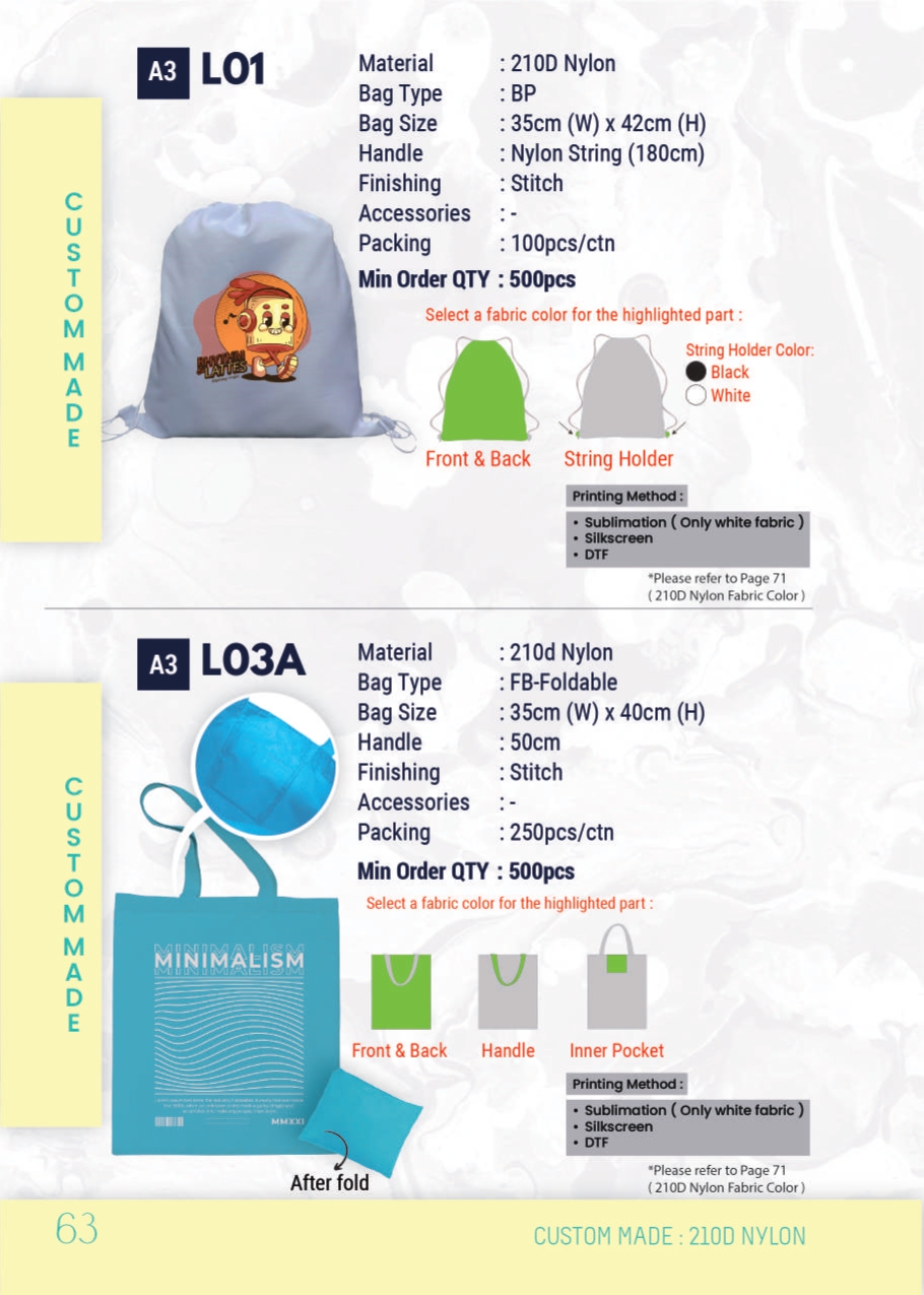 L01 Drawstring Bag 210D Nylon